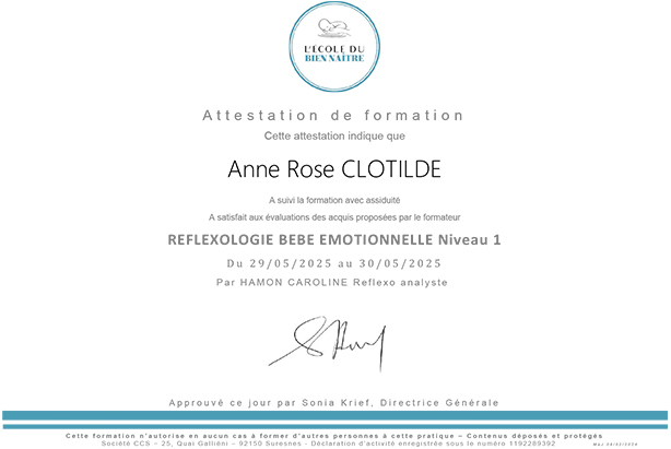 Diplome en reflexologie bebe emotionnel