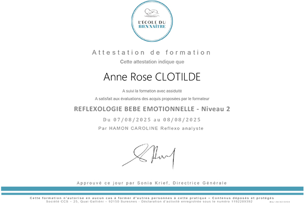 Diplome en reflexologie bebe emotionnel
